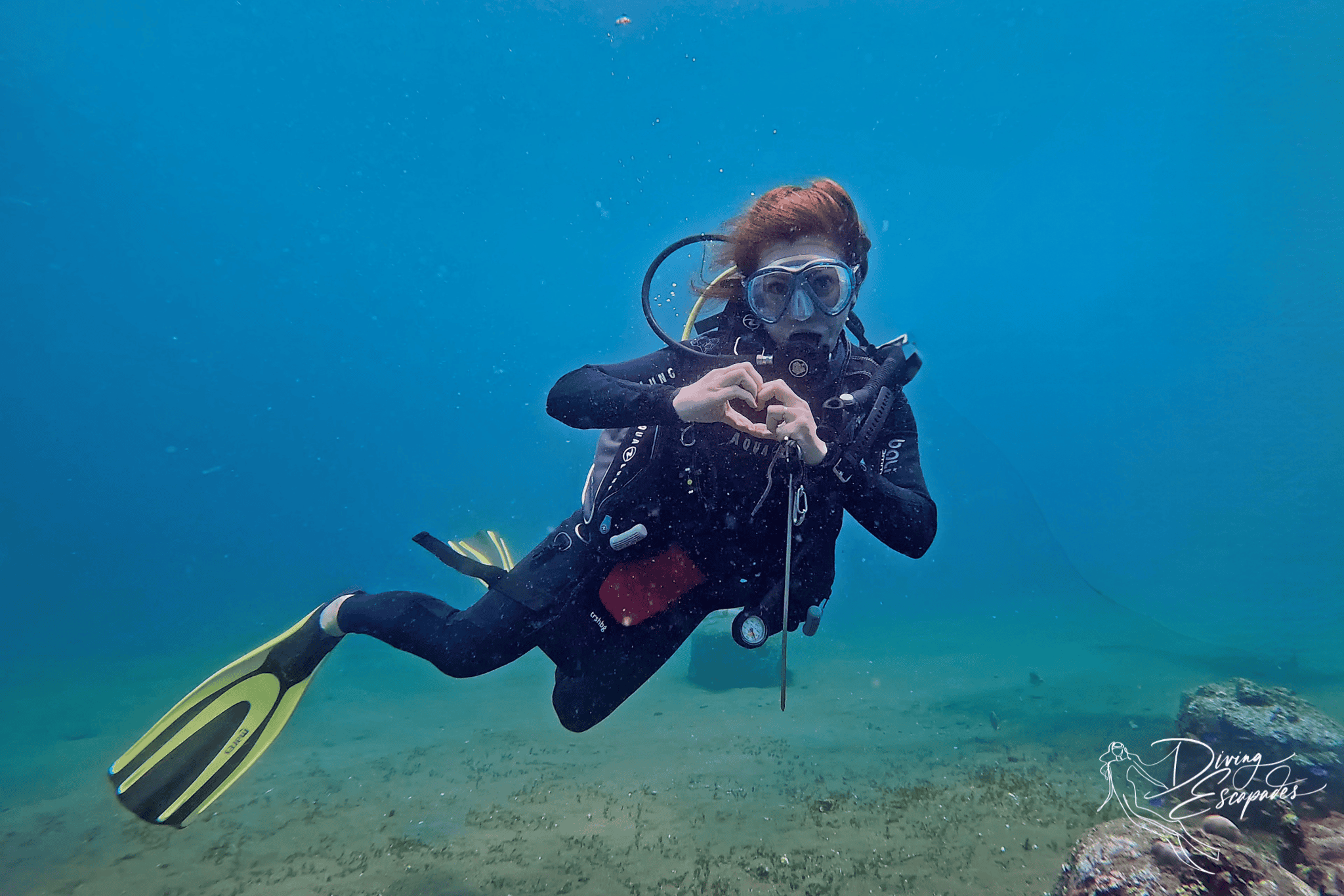 Lorie diving in Dauin