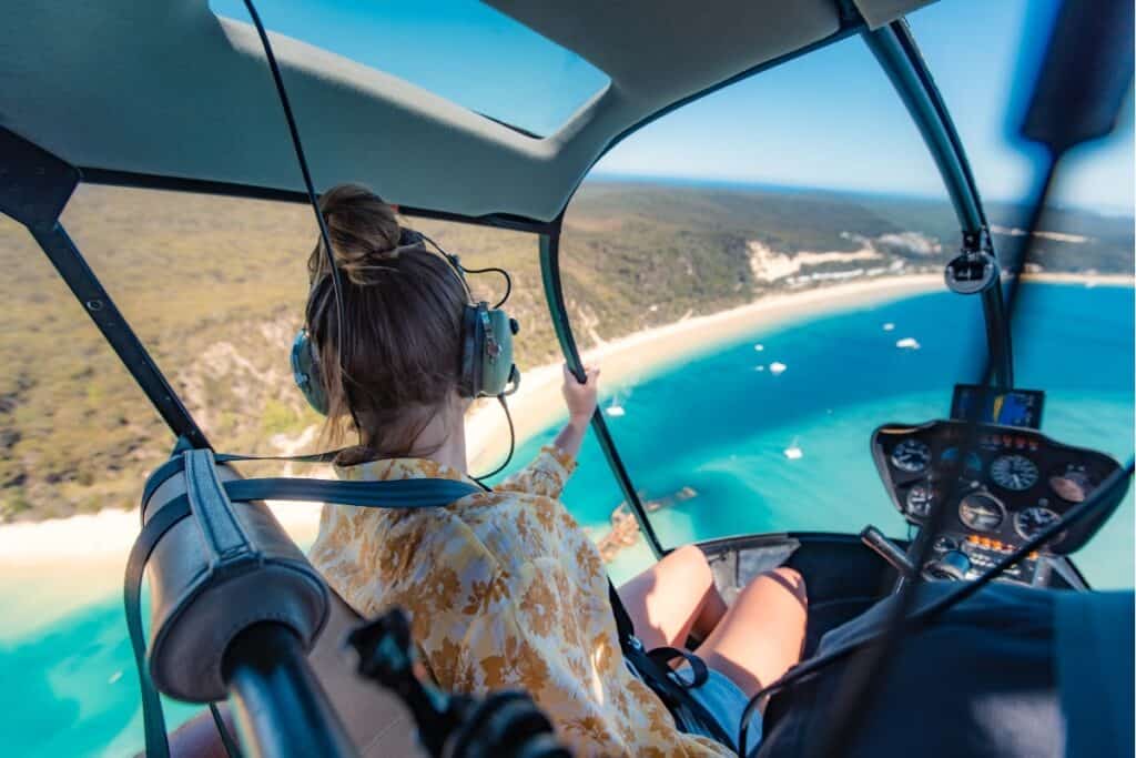 helicopter tour over Moreton Island