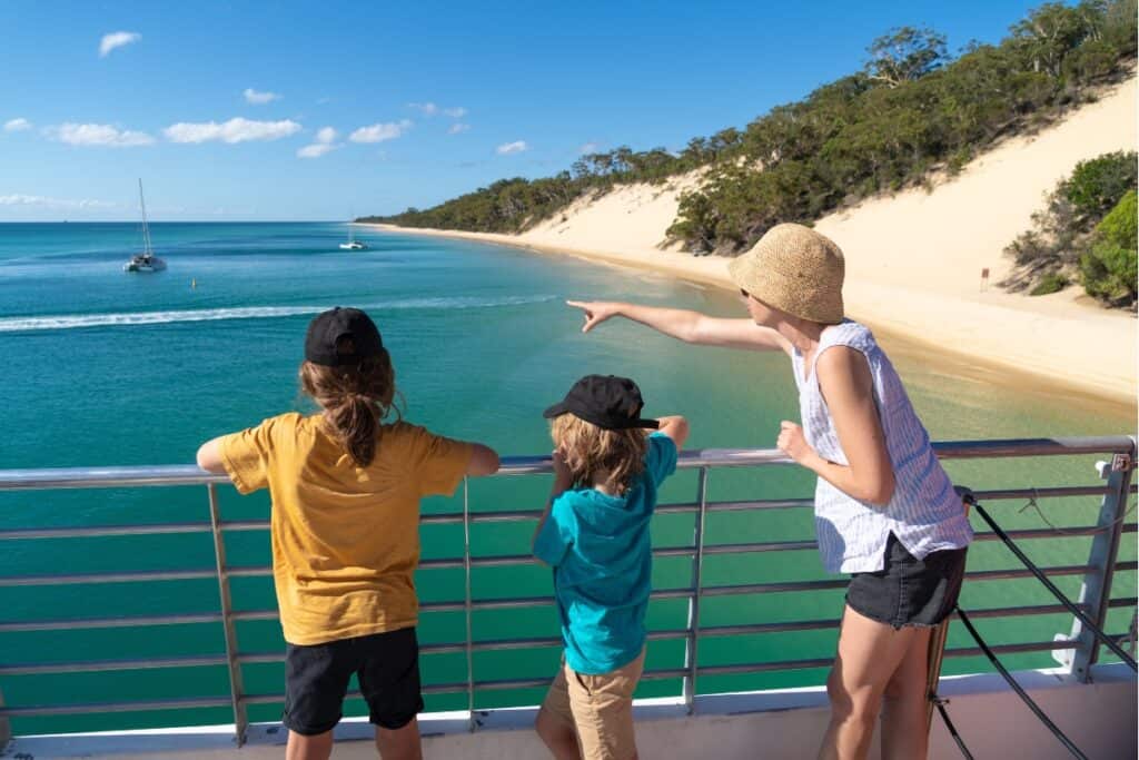 Passengers in the ferry to Mortone Island