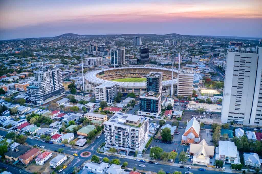 The Gabba in Brisbane aerial shot