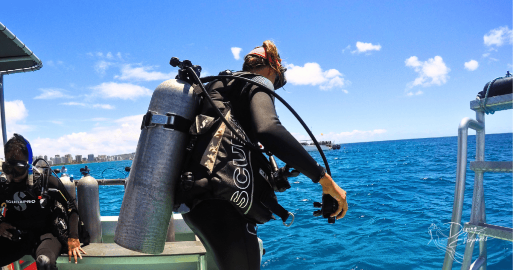 Beautiful day scuba diving in Oahu