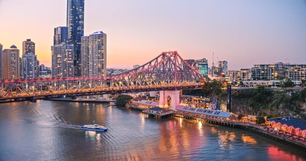 Story Bridge at dusk in Brisbane