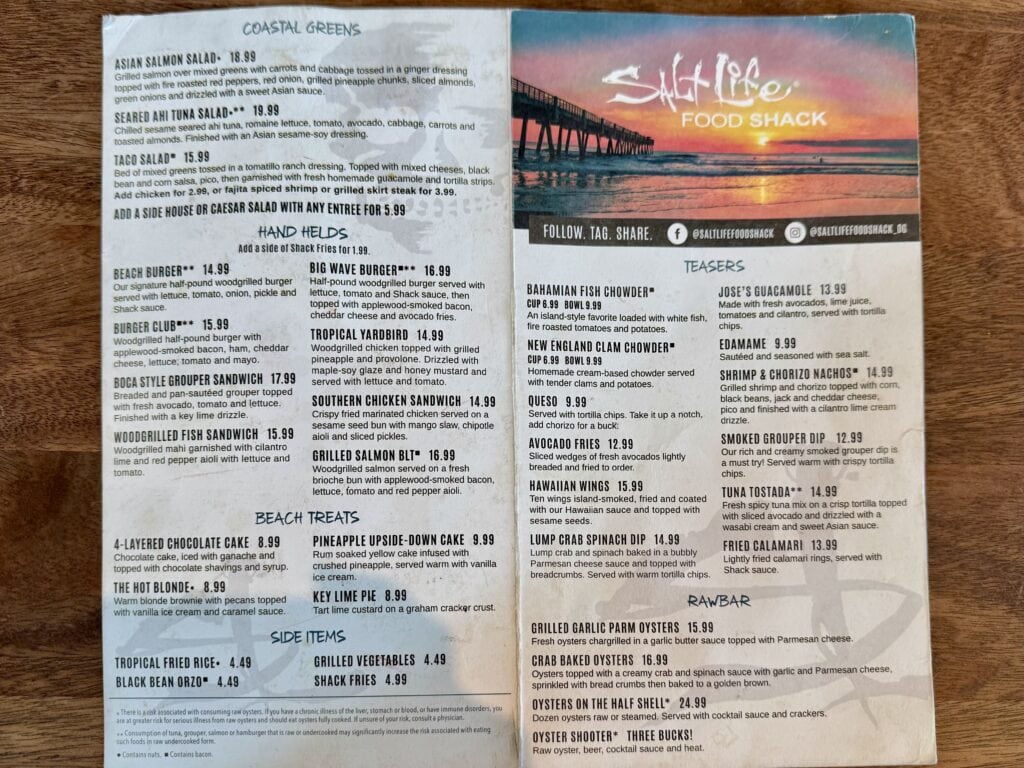 Restaurants by Jacksonville Beach - Menu of Salt Life Food Shack