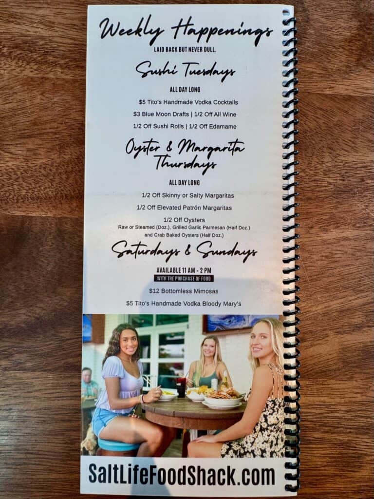 Restaurants by Jacksonville Beach - Menu of Salt Life Food Shack