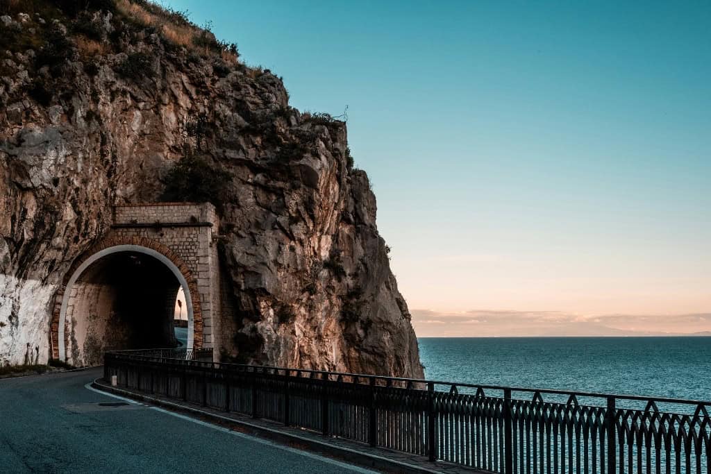 Scenic road when traveling from Rome to Amalfi Coast