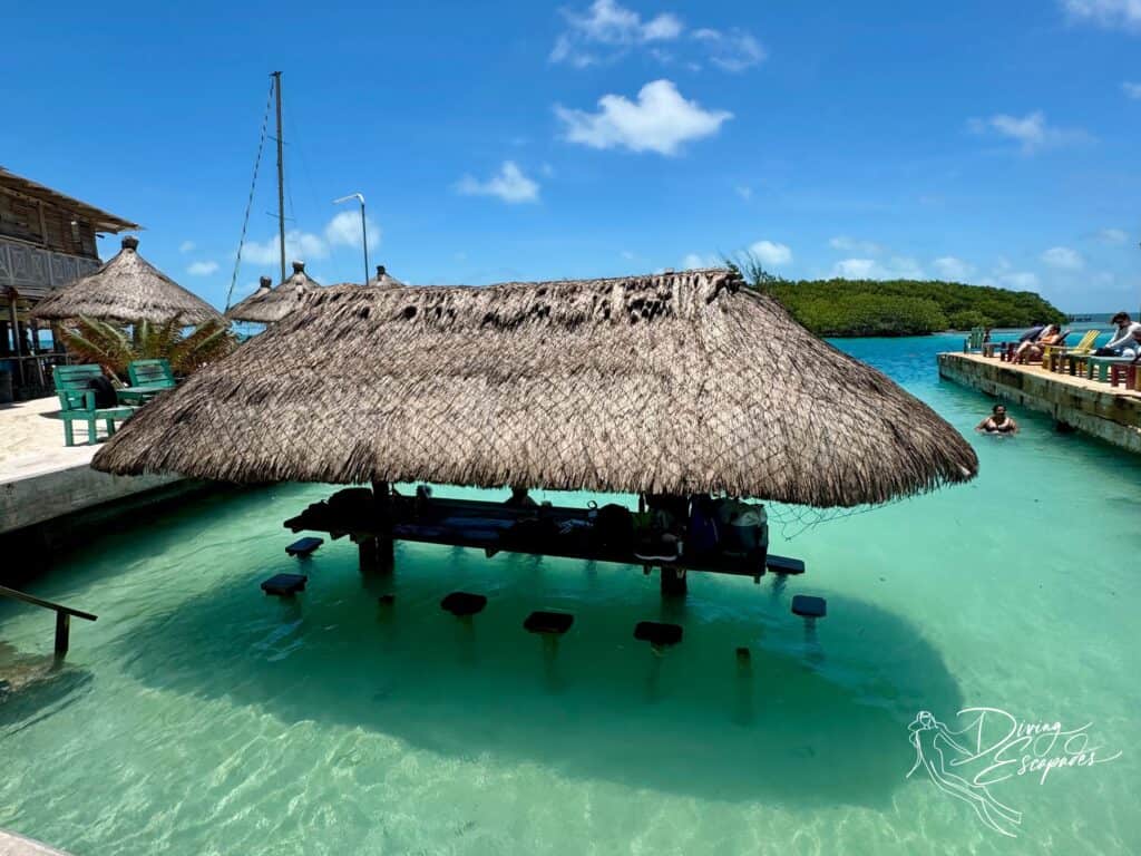 Lazy Lizard dining hut in the water in Caye Caulker Belize