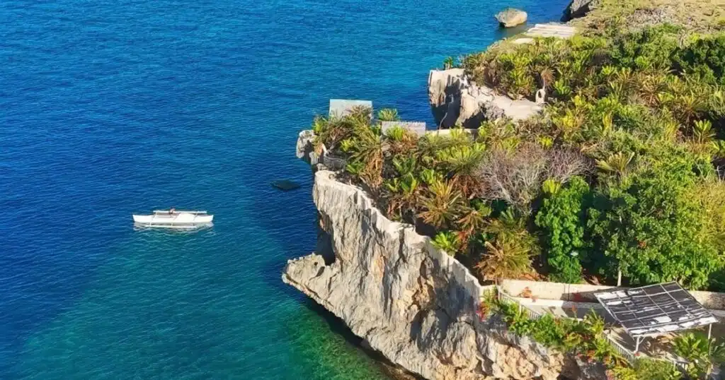 Aerial view of Pitogo Cliff Nature Park on Siquijor Island.